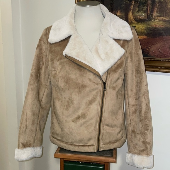 Banana Republic Moto Jacket. Size Medium. Faux Suede. Super soft lining - Picture 2 of 10
